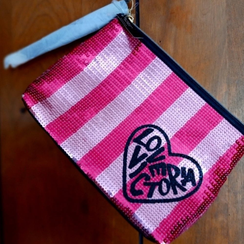 Victoria's Secret Sequin Heart Bag - Red and Pink